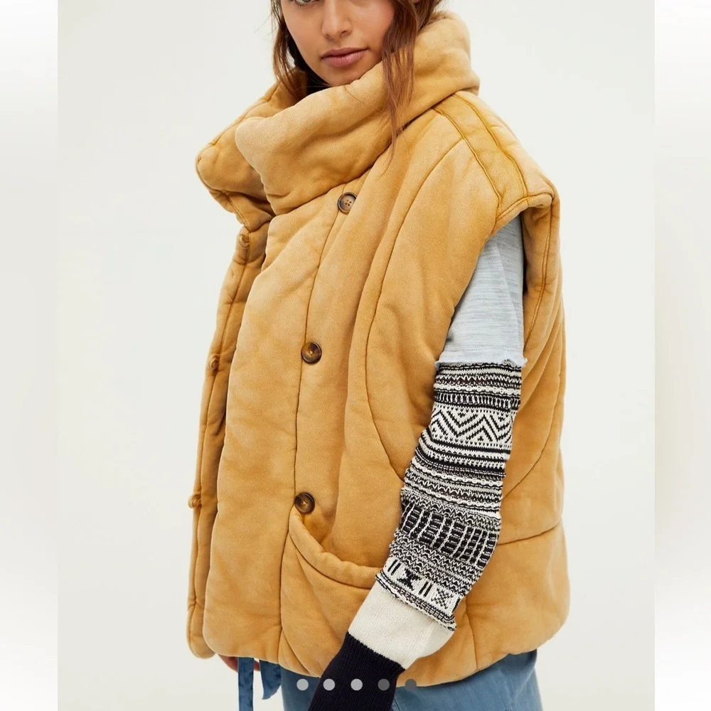Free People Roll With Us Puffer Vest Vanilla Cream Ivory M